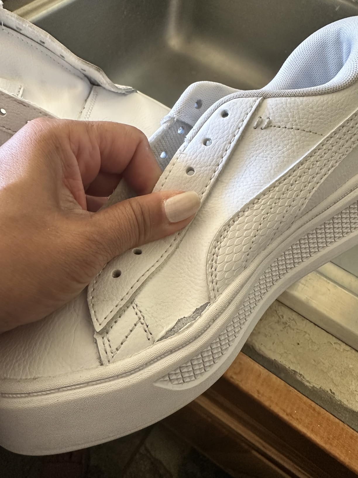PUMA Smash Platform V3 side profile showing platform thickness and leather construction details