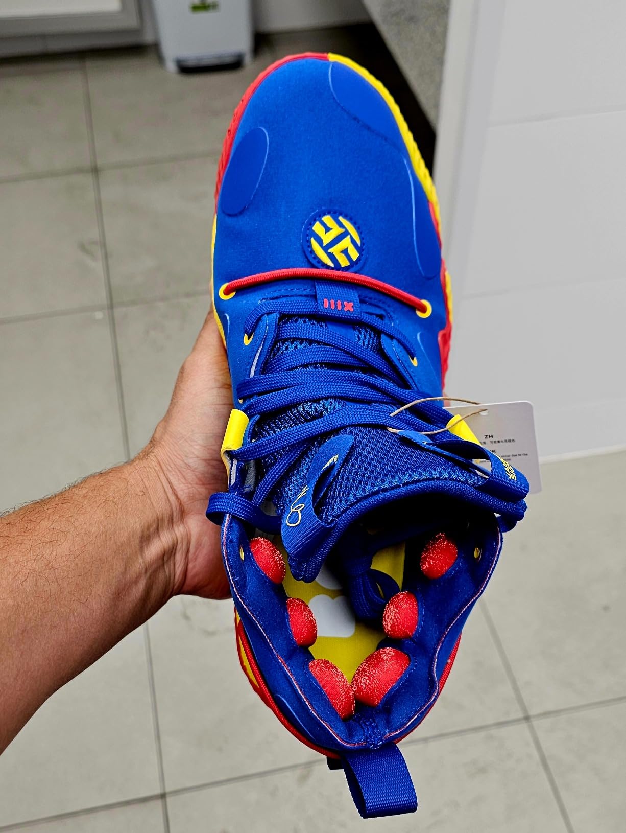 Adidas Harden Vol 6 basketball shoe detail showing ankle collar and support features