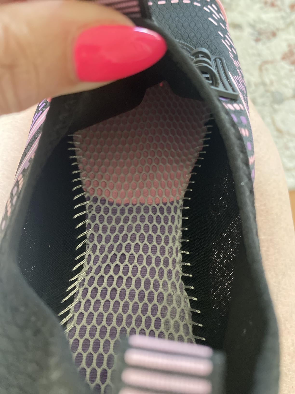 ATHMILE barefoot water shoes pink colorway showing wide toe box design and drainage features