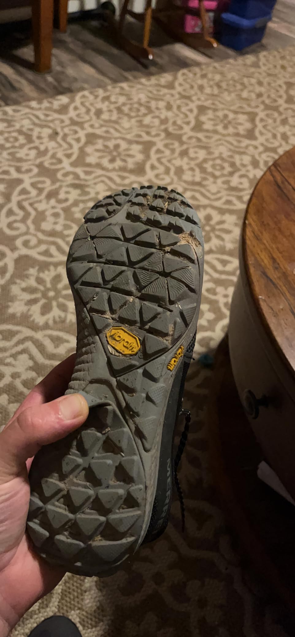 Trail Glove 6 sole showing wear pattern after 8 weeks of testing
