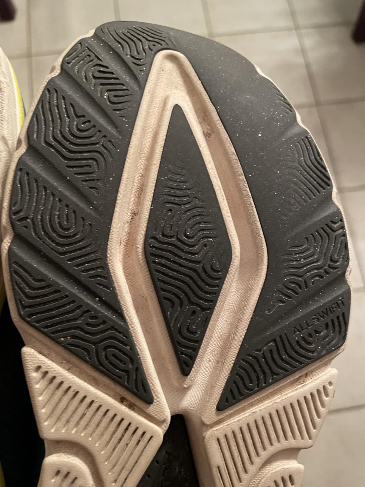 Close-up of ALLSWIFIT shoe mesh upper showing breathable construction and elastic lace system