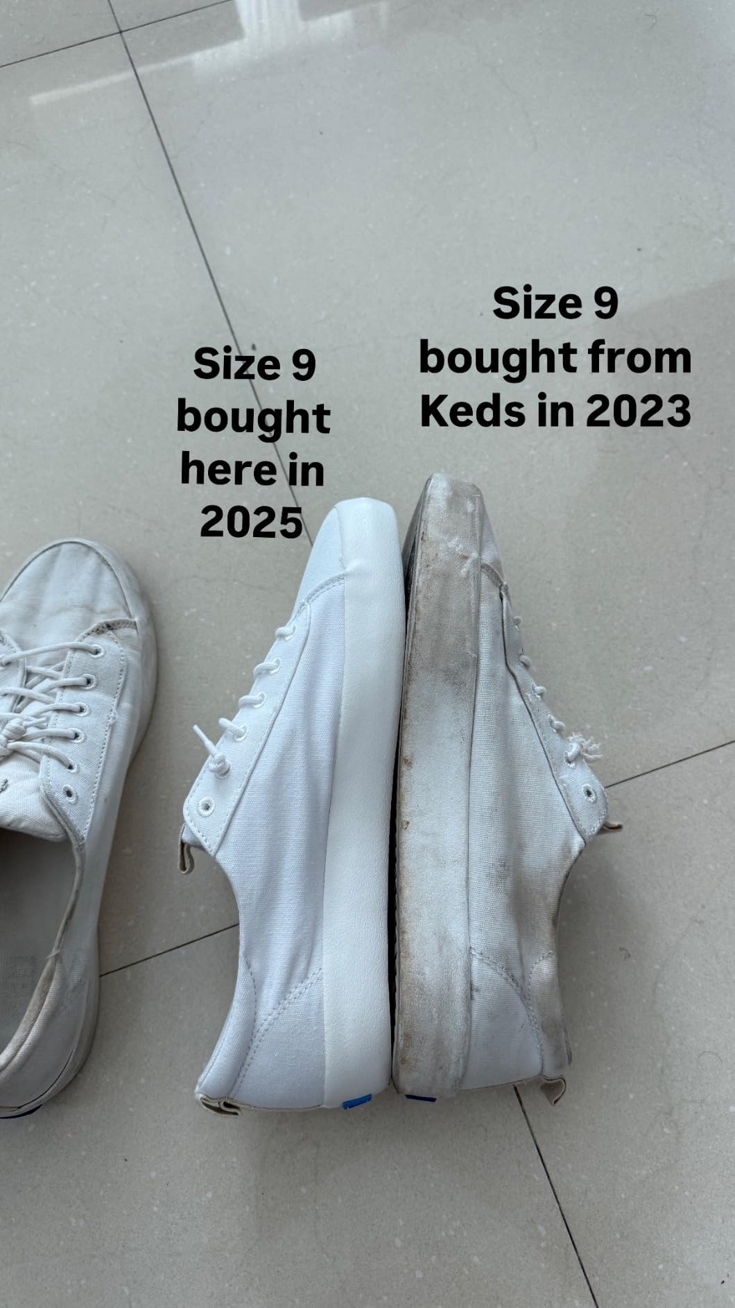 Detailed comparison showing old vs new Keds Kickback construction and fit differences