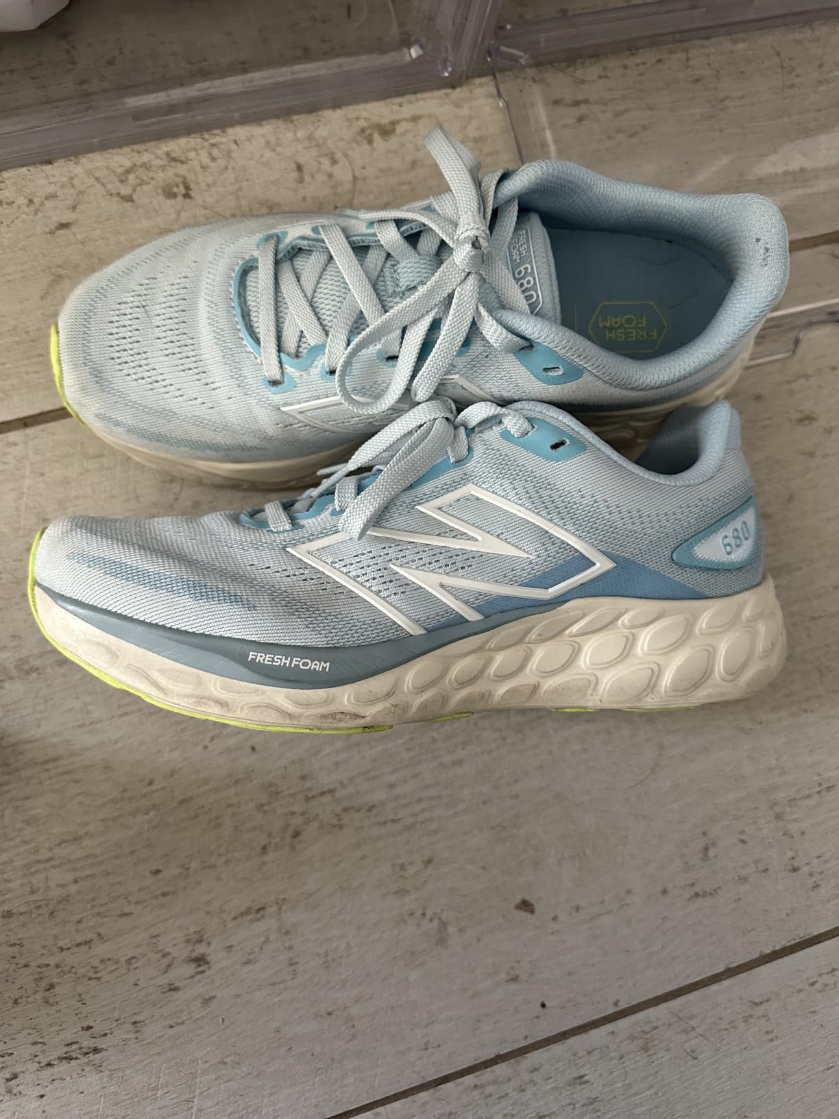 New Balance Fresh Foam 680 V8 showing midsole cushioning technology and outsole traction pattern