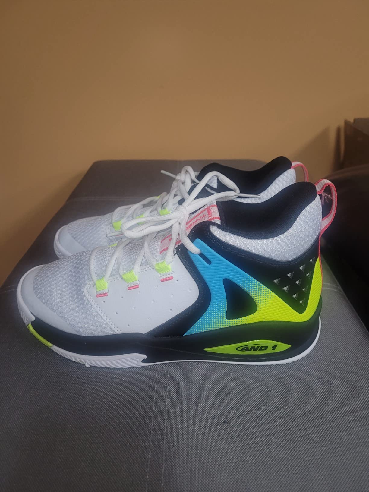 Close-up of AND1 basketball shoe upper material and lacing system