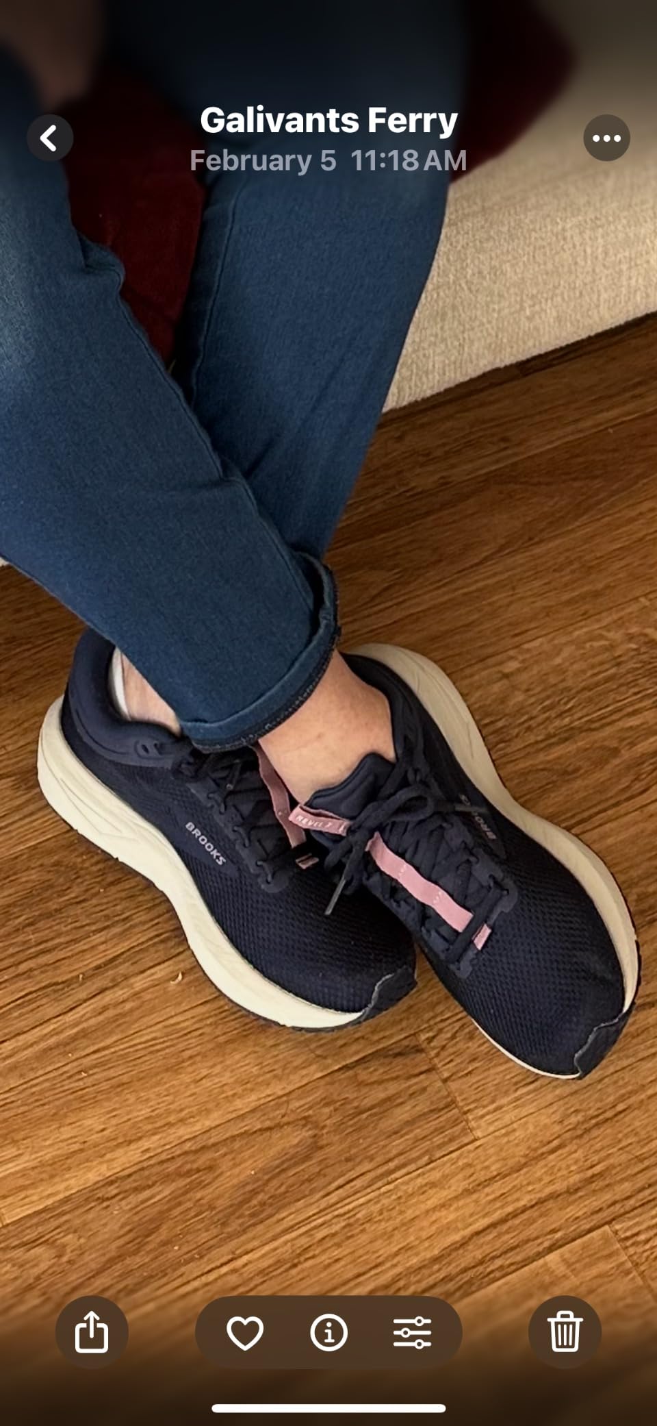 Close-up view of Brooks Revel 7 engineered knit upper material and lacing system