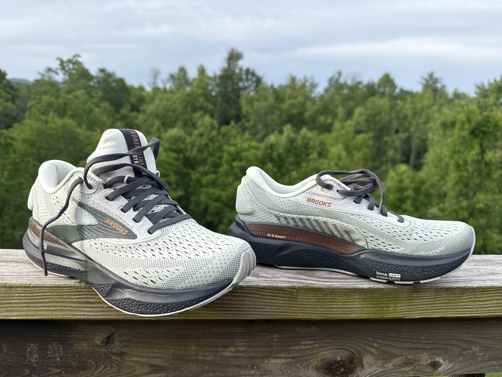 Brooks Adrenaline GTS 24 showing detailed upper mesh construction and lacing system design