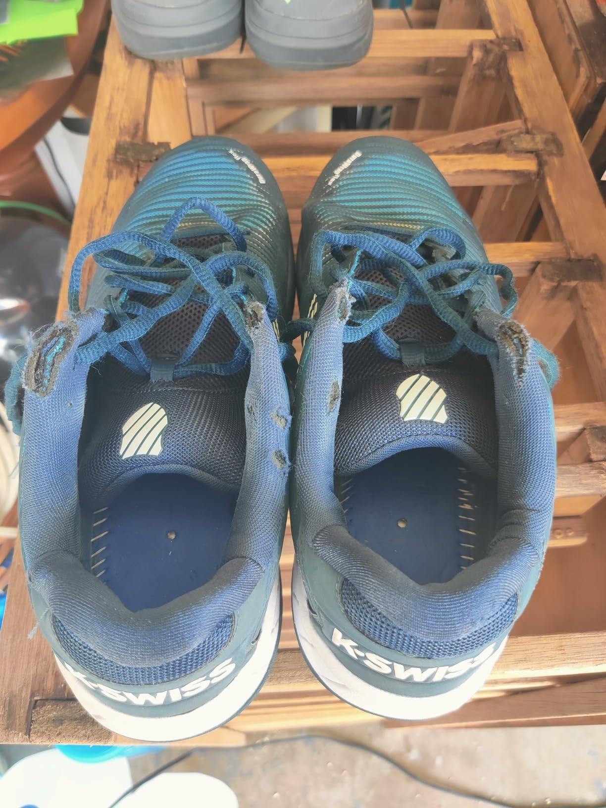 K-Swiss Hypercourt Express 2 tennis shoes showing common upper tear location reported by multiple users