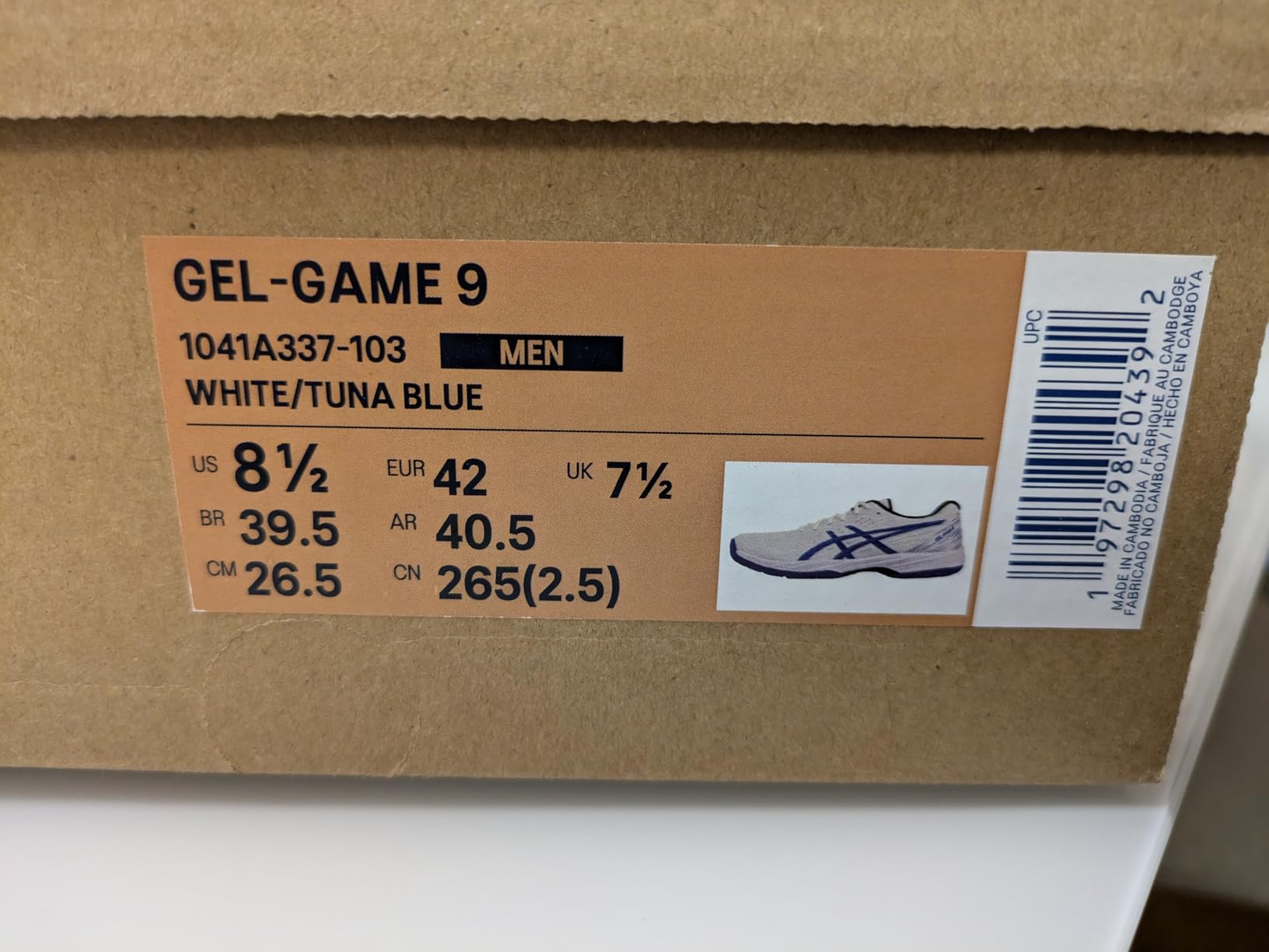 ASICS Gel-Game 9 side profile showing lateral support system for tennis movement