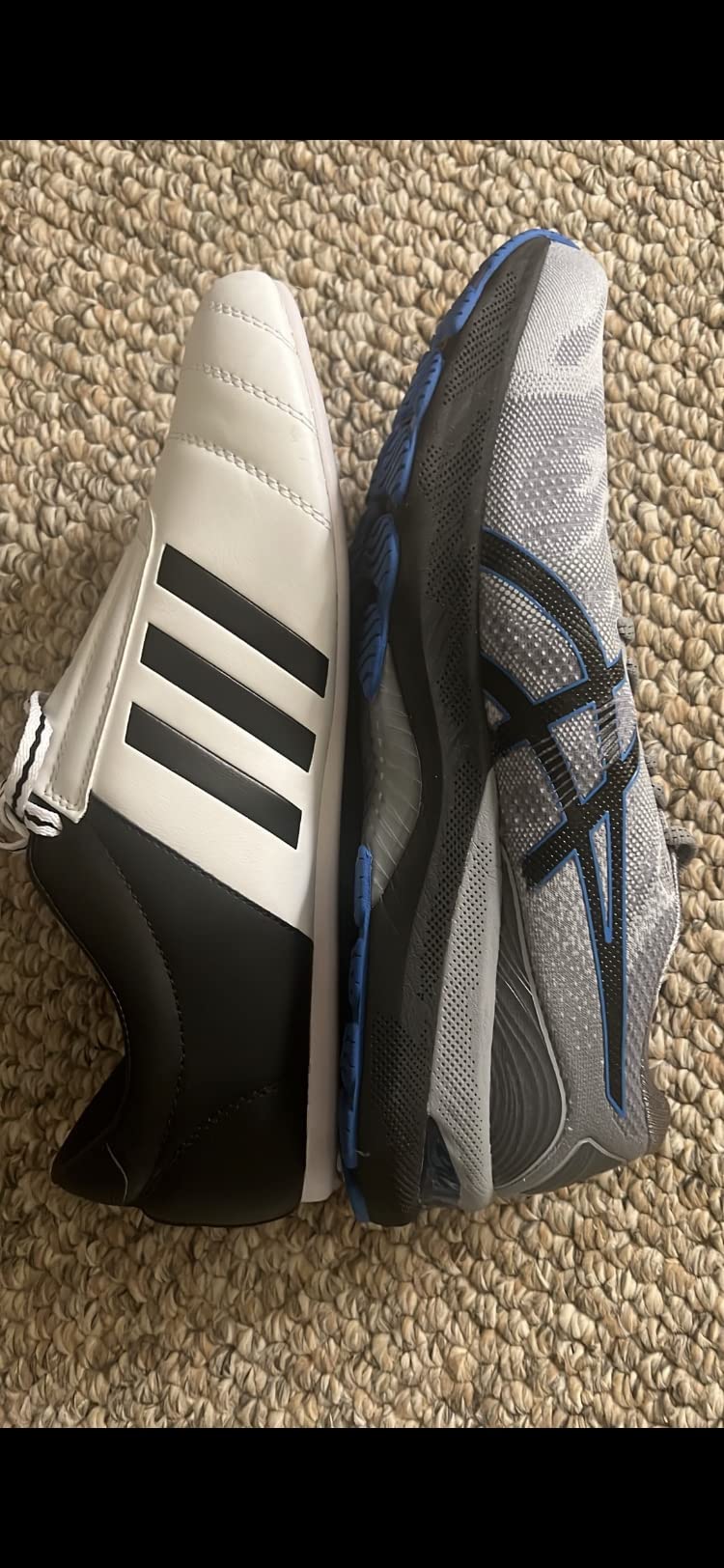 Comparison of Adidas Adi-Kick martial arts shoes showing claimed features versus real-world performance