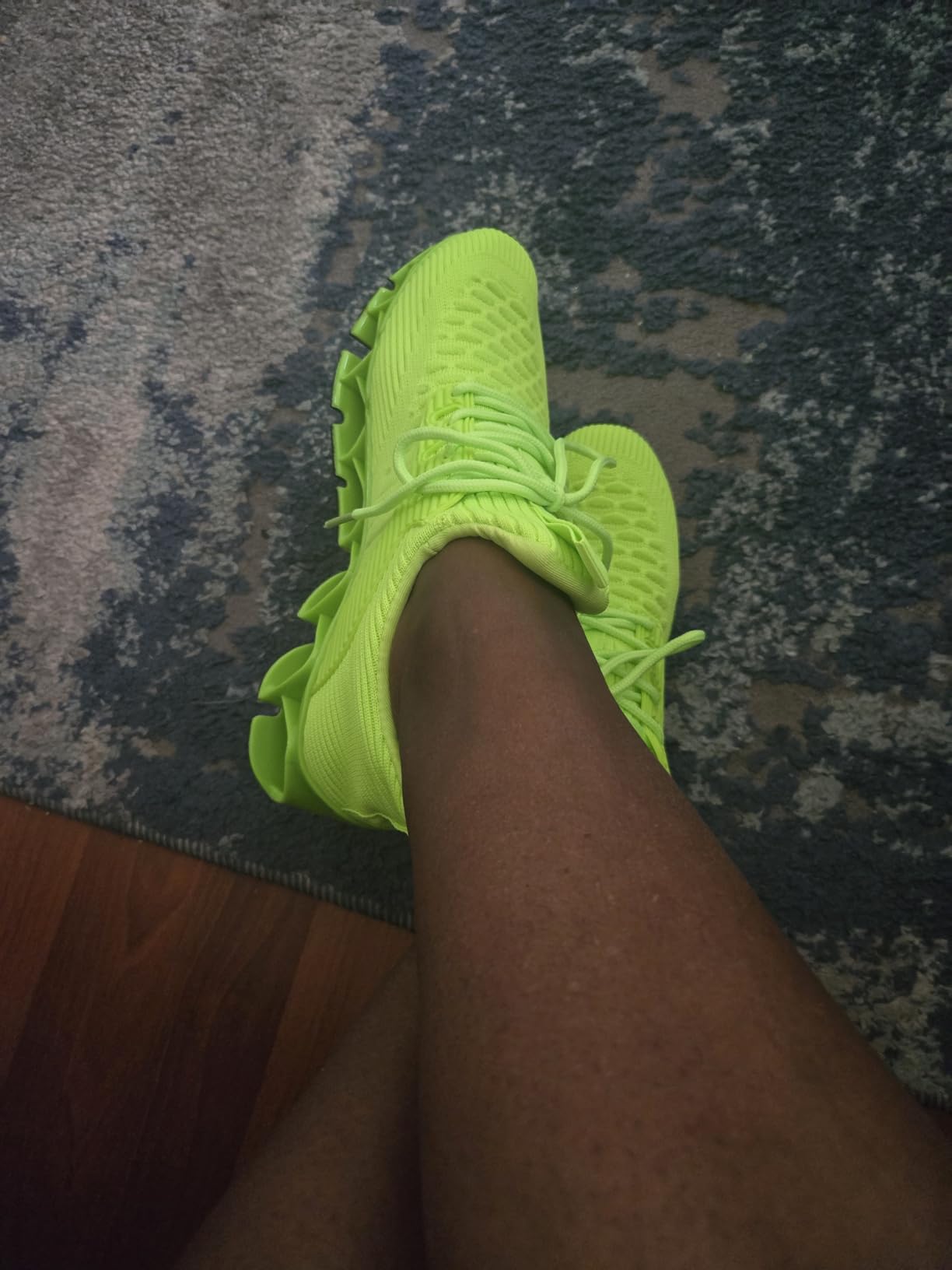 Final verdict showing the women's blade sneakers in real-world context