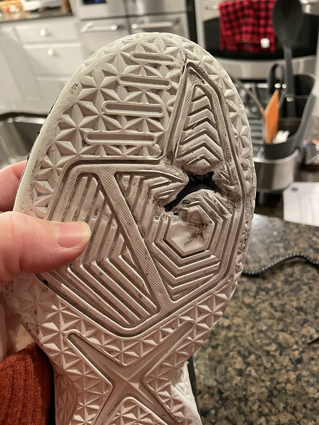 Wear pattern showing sole durability issues after short-term use