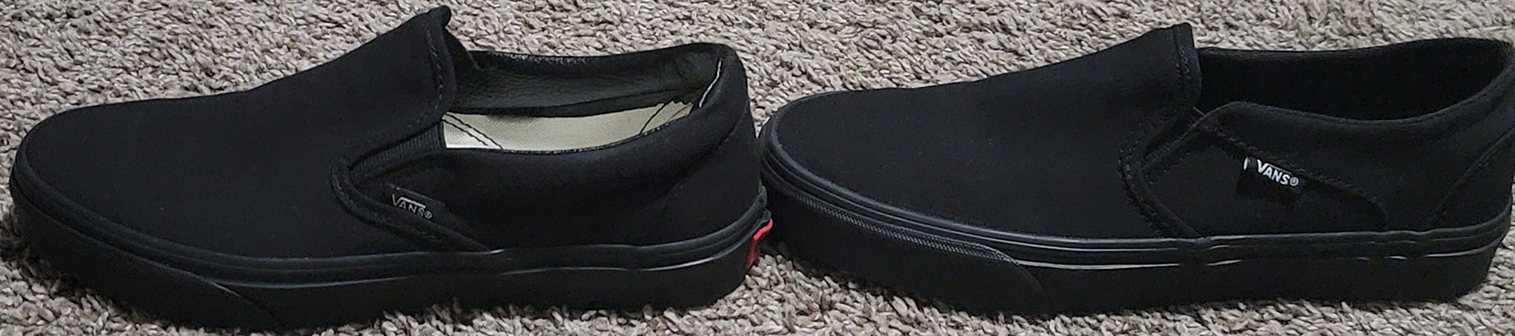 Vans Asher slip-on design showing side profile and canvas construction details