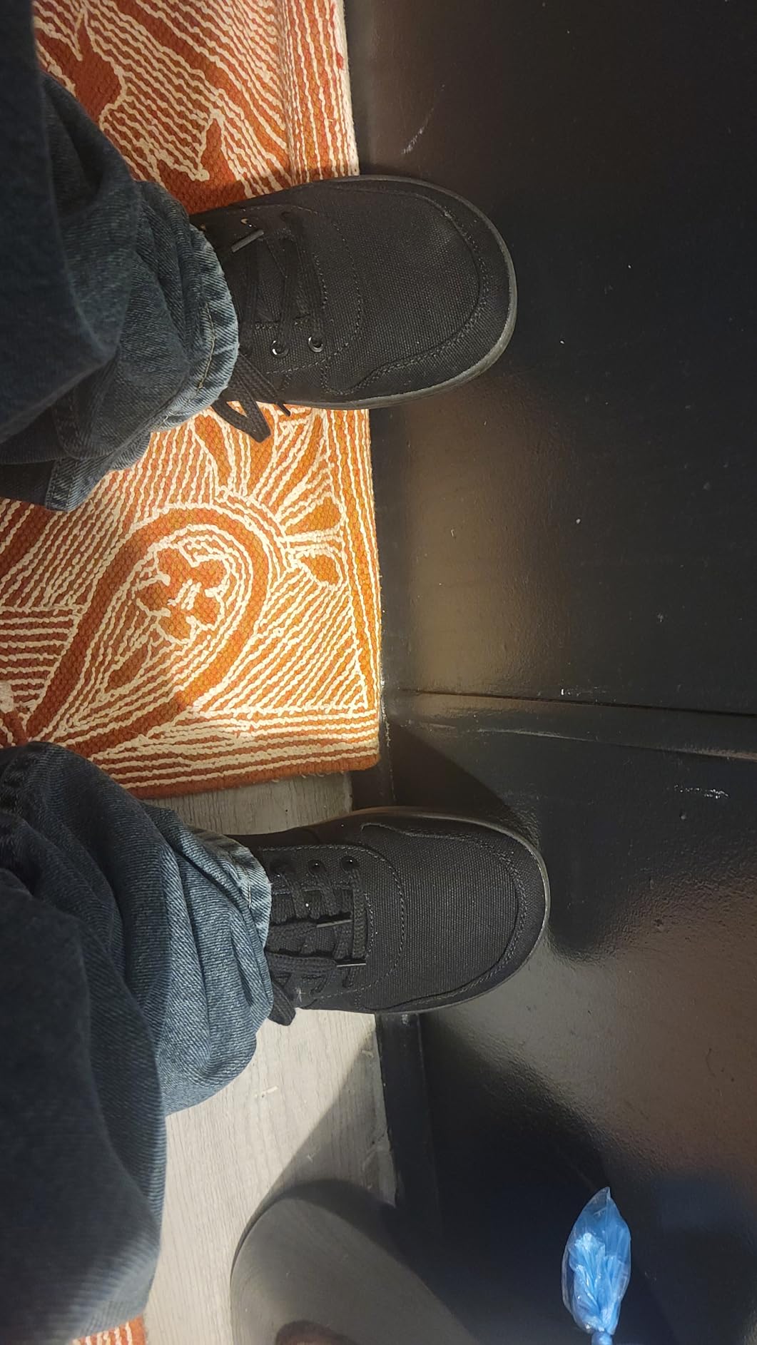 WHITIN barefoot shoes in action during daily wear showing flexibility and ground contact