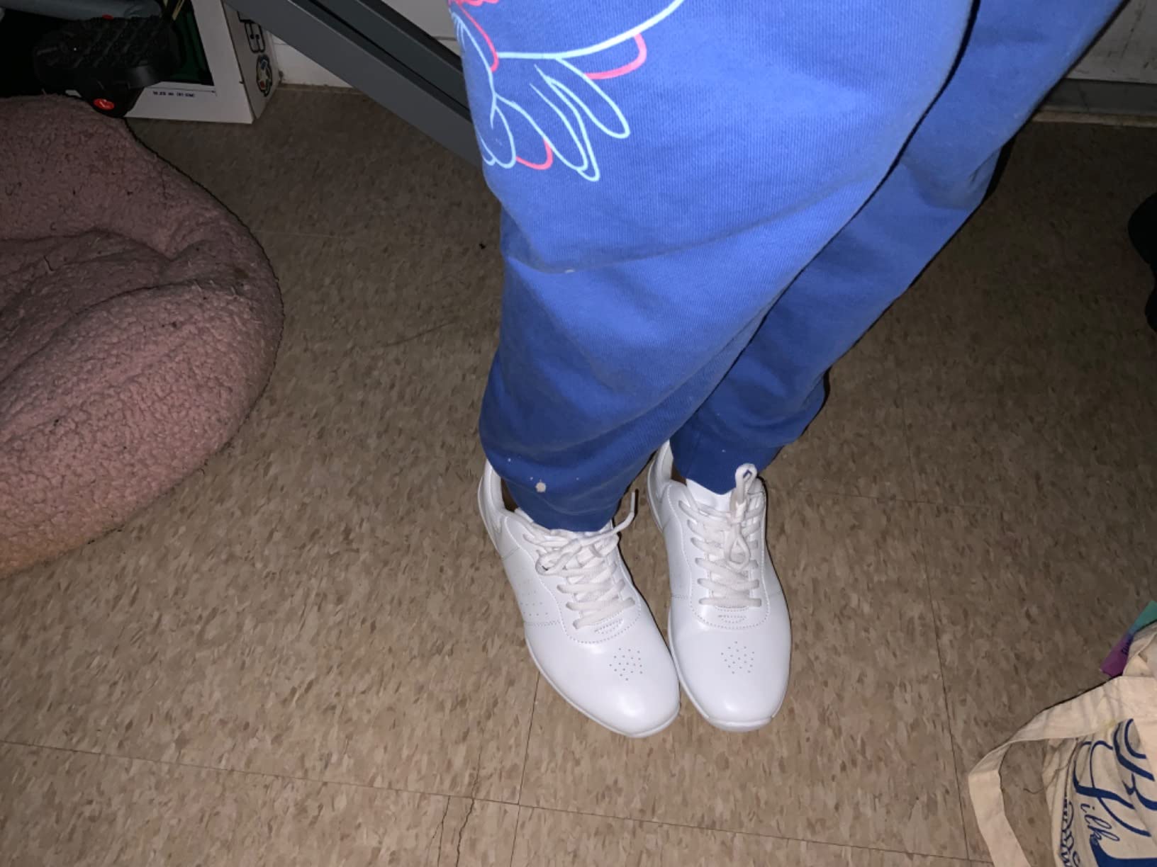 LANDHIKER cheer shoes size fit demonstration showing true-to-size fitting with socks