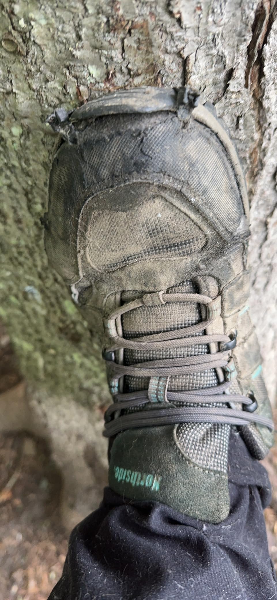 Bottom sole view of Northside Monroe showing multi-directional tread pattern and synthetic rubber construction