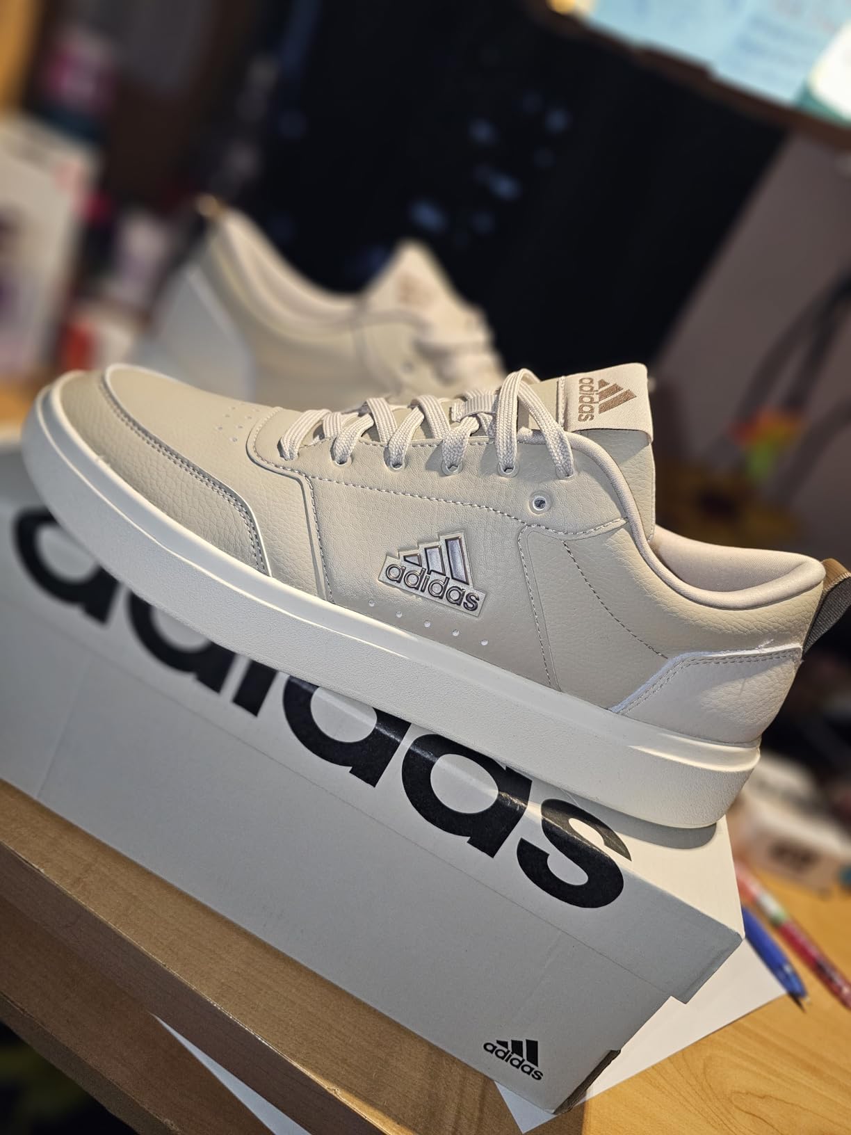 Adidas Park Street sneakers worn in casual setting showing real-world styling