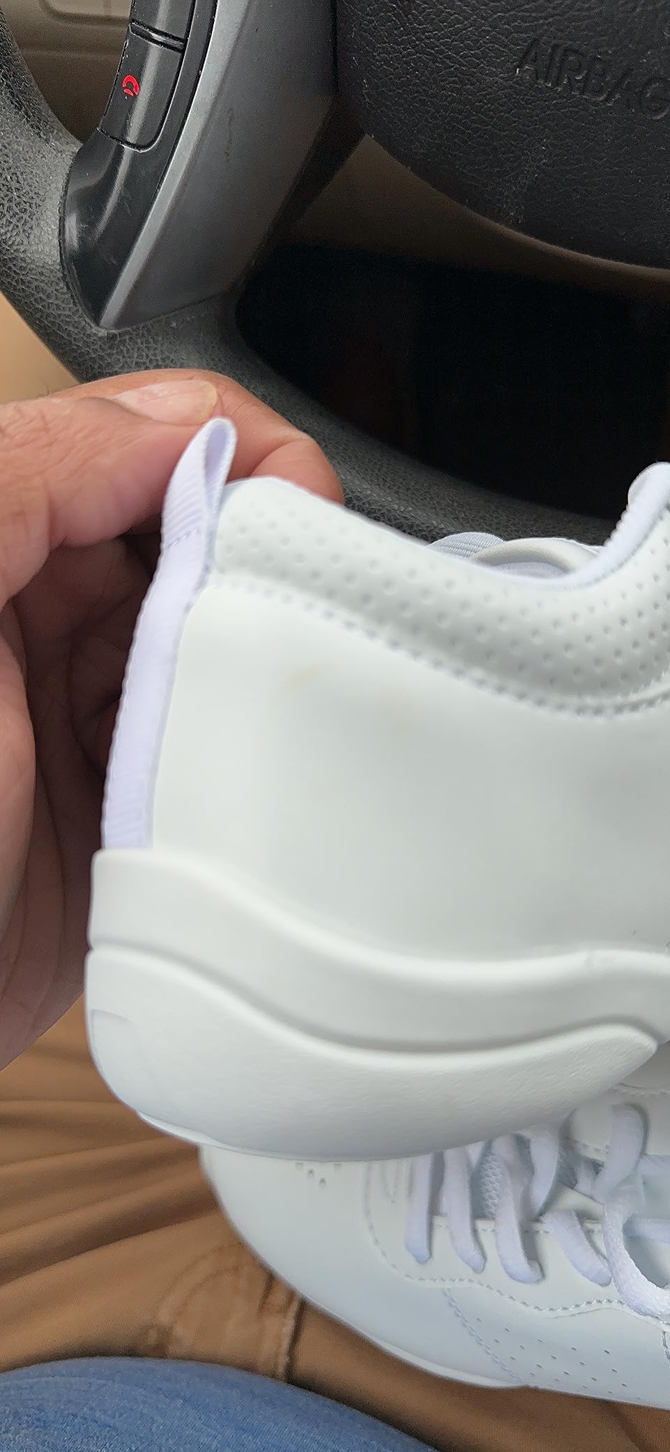 LANDHIKER cheer shoes final product view showing complete white cheerleading shoe design