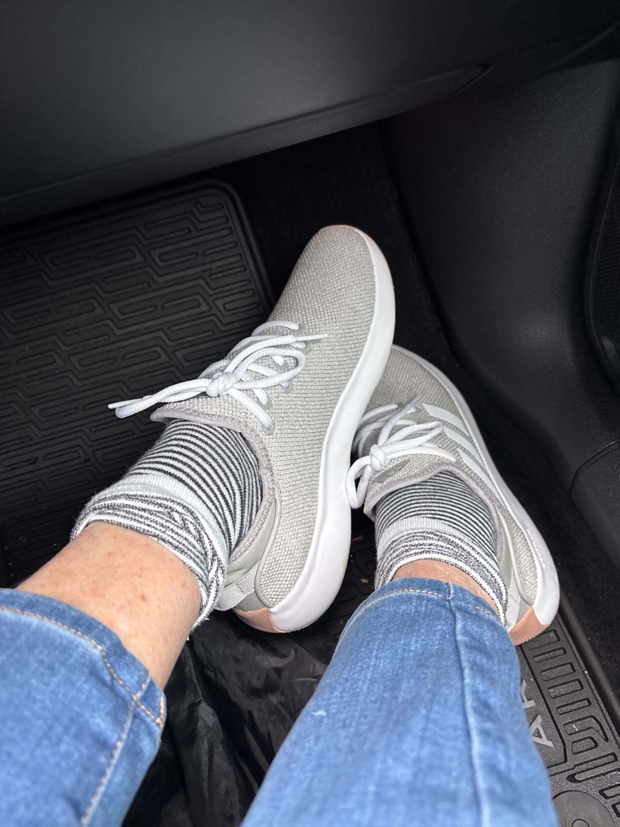 Side profile view of Adidas Cloudfoam Pure showing heel tab placement and slip-on design challenges