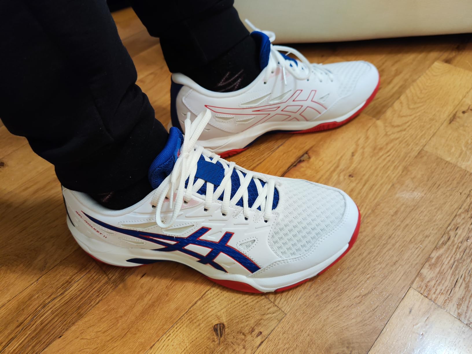 Asics Gel-Rocket 11 heel view showing GEL technology placement and stability features