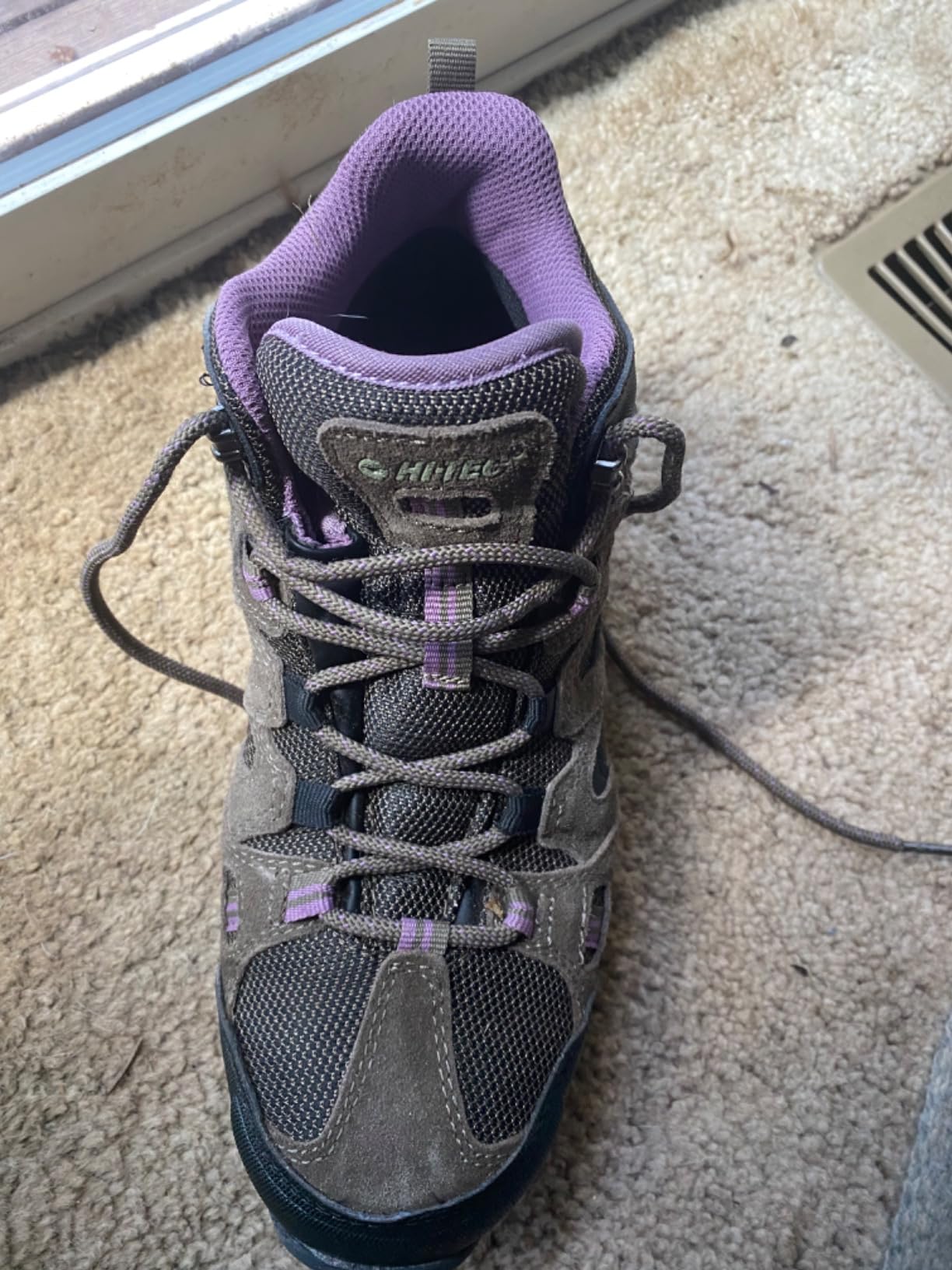 HI-TEC boots being worn on trail showing actual hiking performance and color comparison