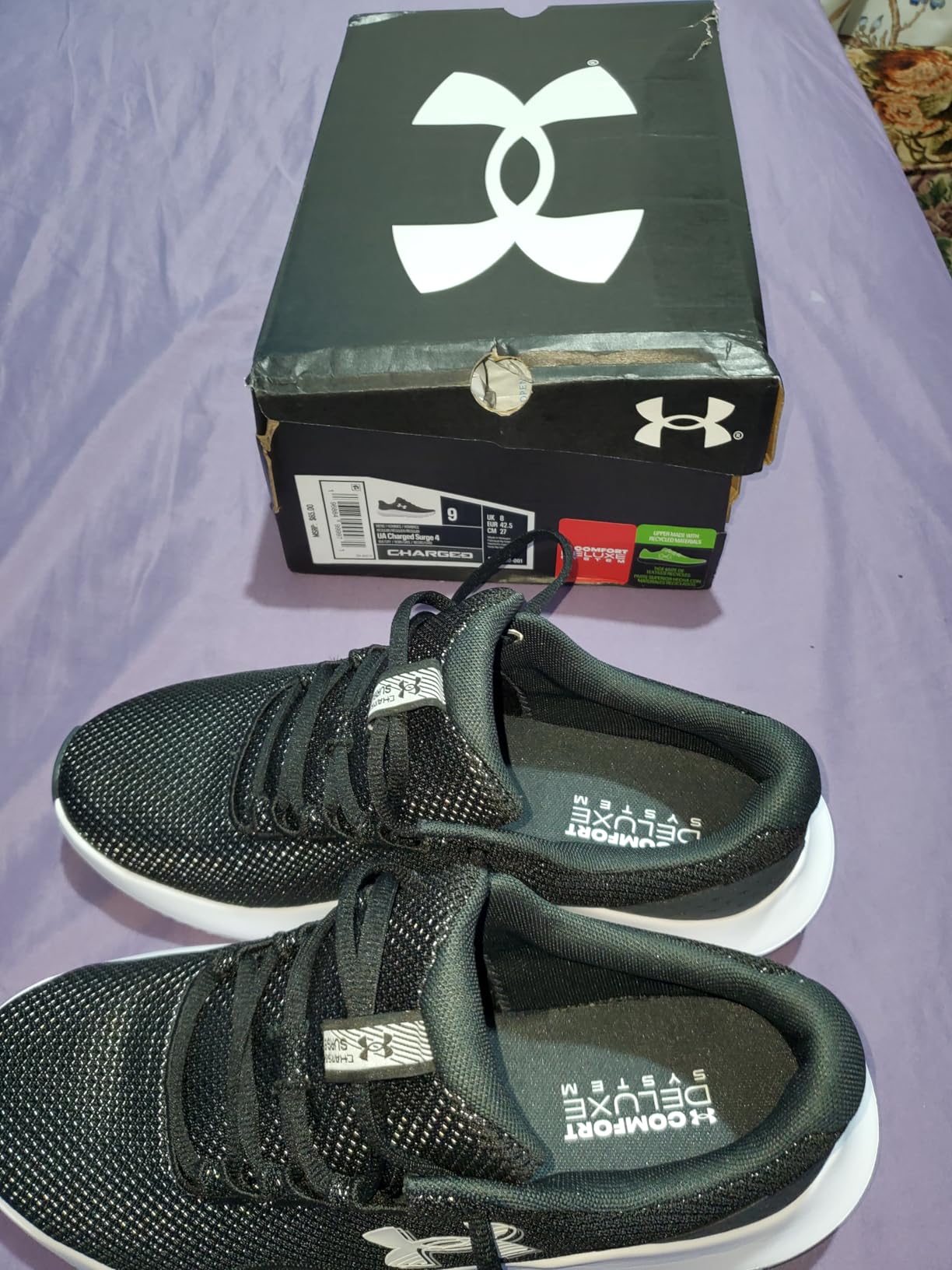 Under Armour Charged Surge 4 outsole showing traction pattern and rubber compound construction