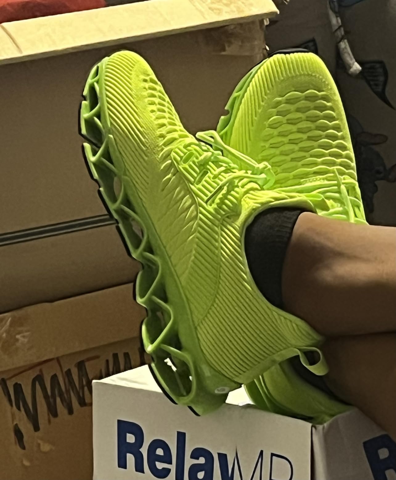 Bright yellow colorway of mens blade sneakers highlighting the attention-grabbing design