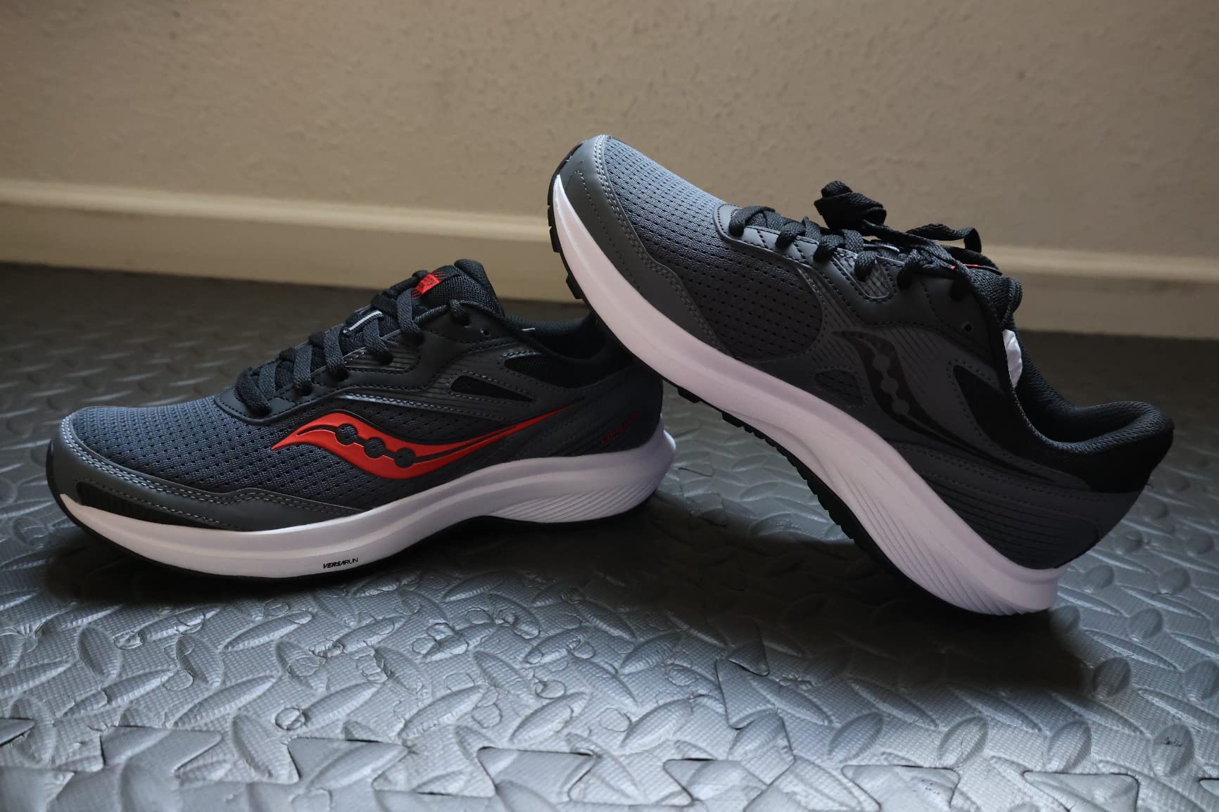 Saucony Cohesion 16 worn during gym workout showing versatility for cross-training activities