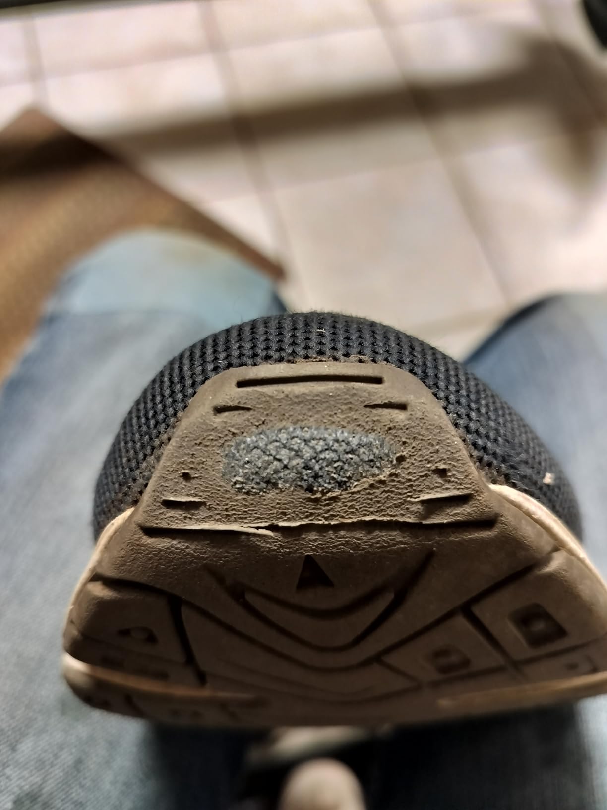 Propét walking shoe toe section showing wear and mesh construction after extended testing