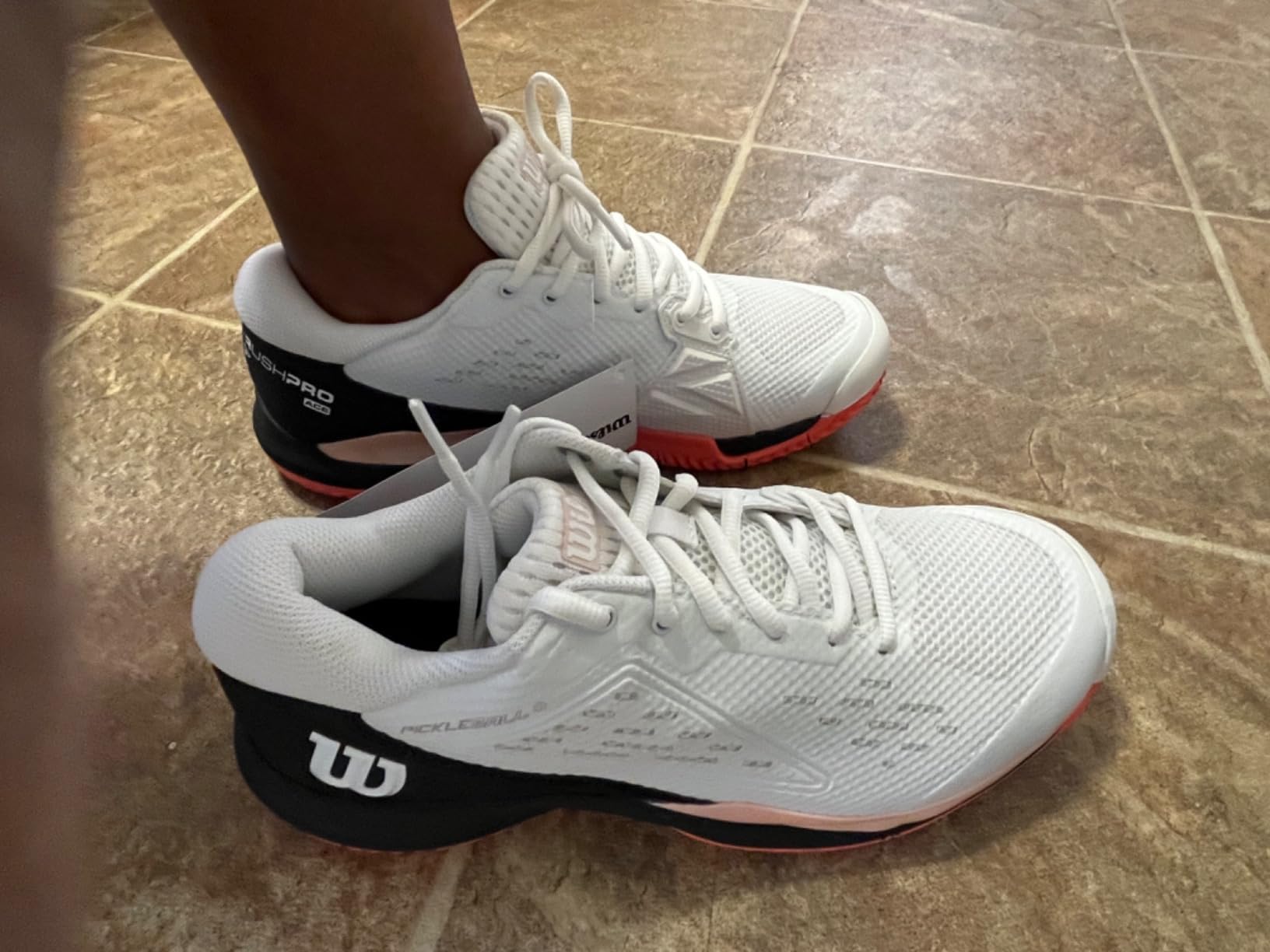Wilson pickleball shoe design detail showing women-specific support features and wide toe box construction