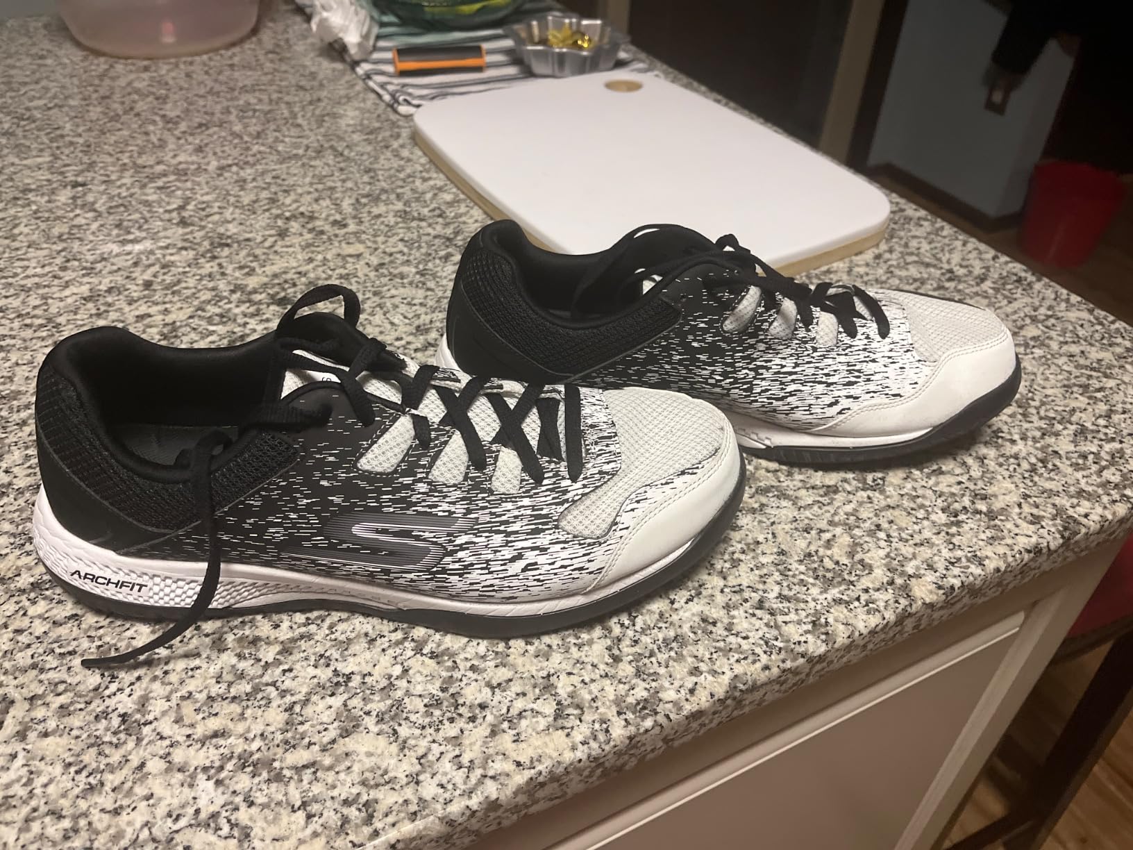 Skechers Viper Court shoes in action during pickleball play showing lateral movement support