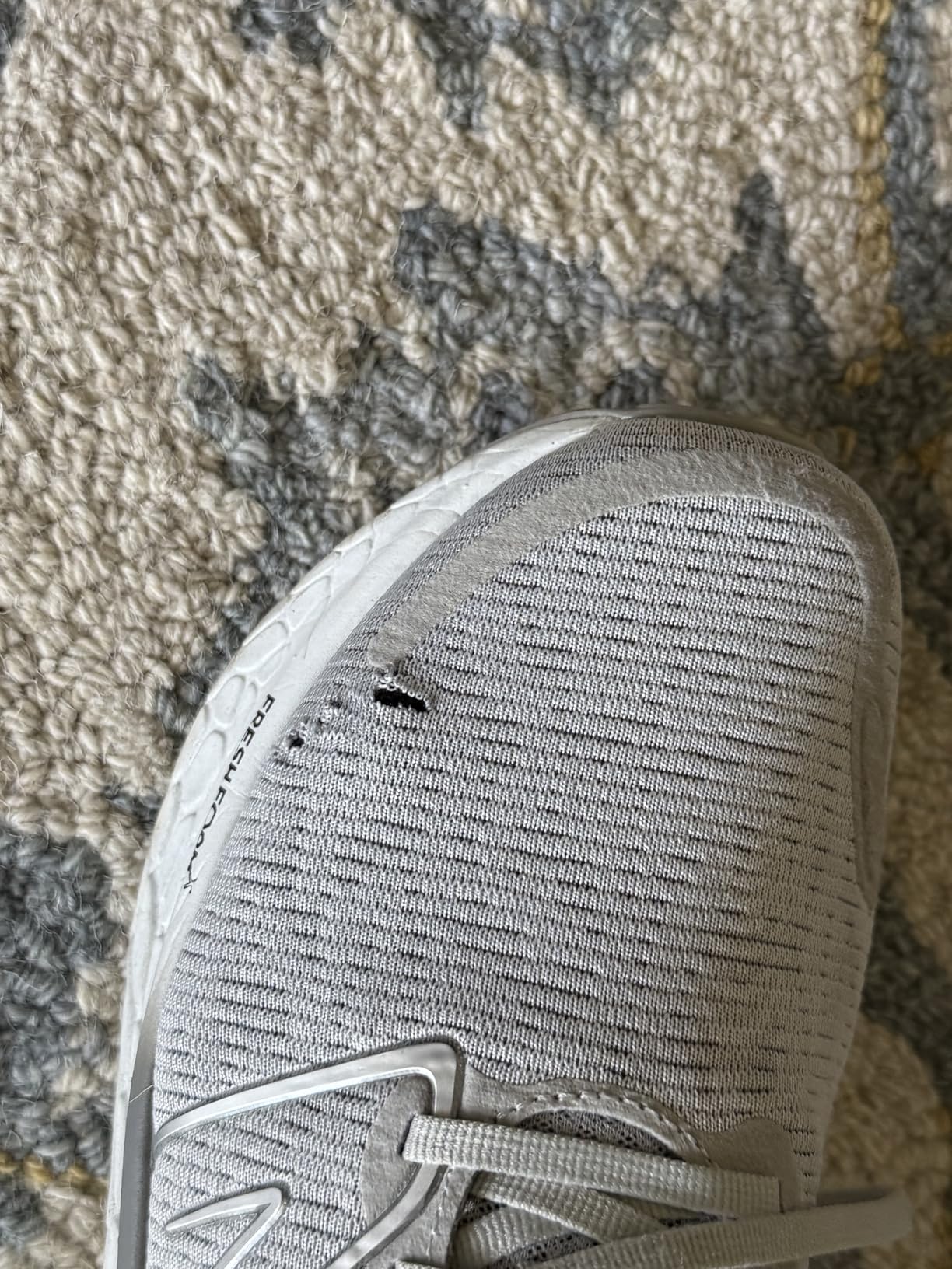 New Balance Kaiha durability failure showing holes in mesh upper after minimal use