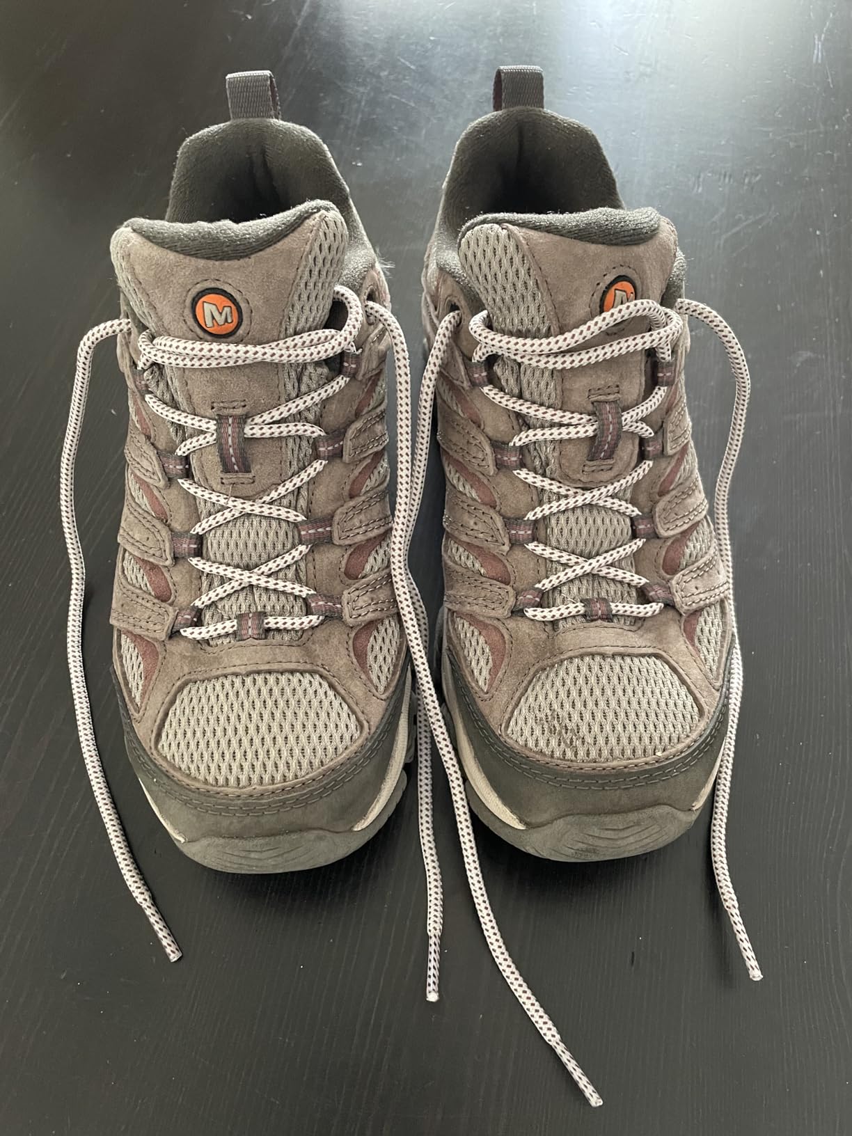 Merrell Moab 3 Vibram TC5+ sole showing deep tread pattern for trail traction