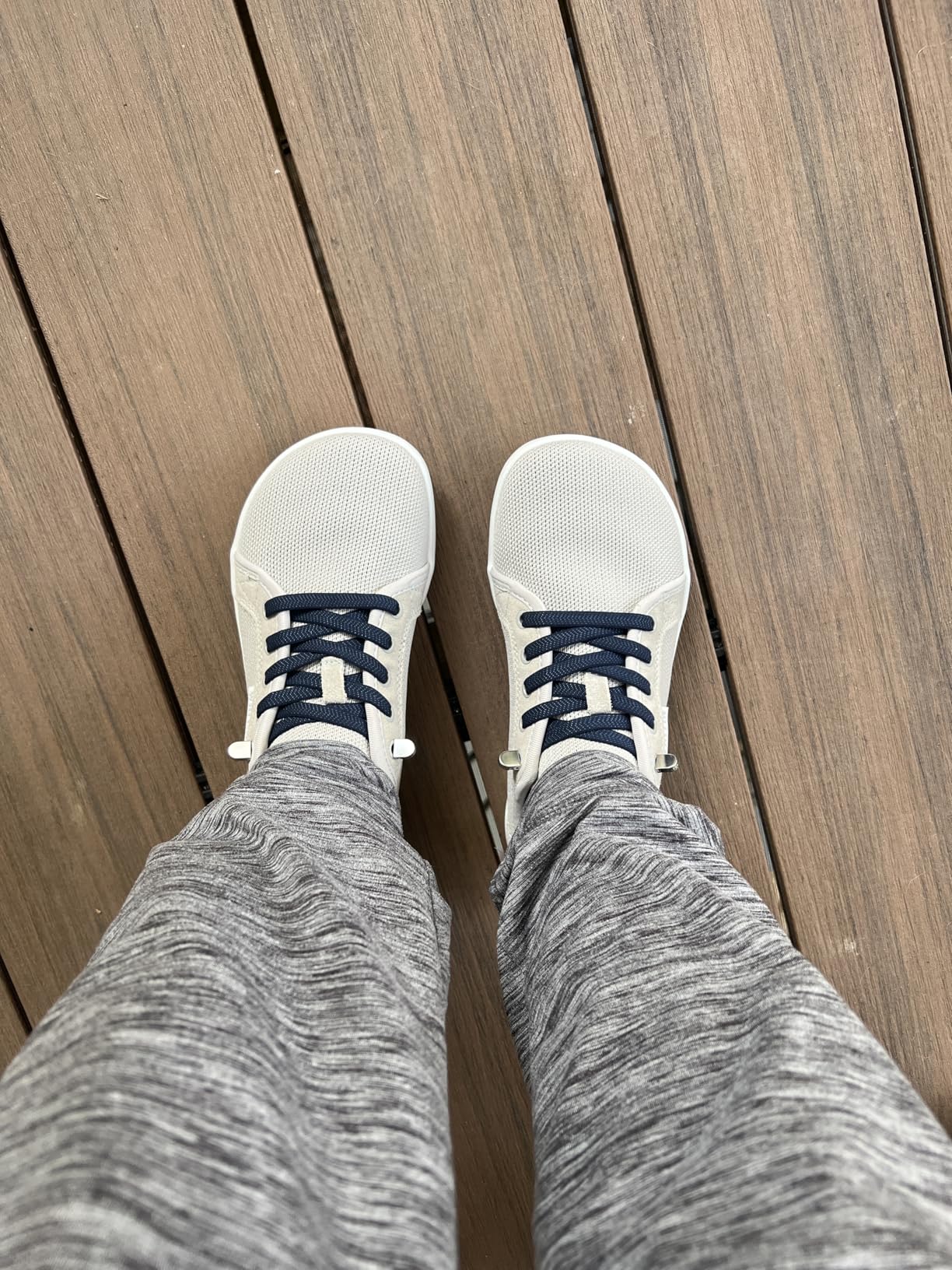 WHITIN minimalist shoes with blue elastic laces showing customization options and easy slip-on convenience