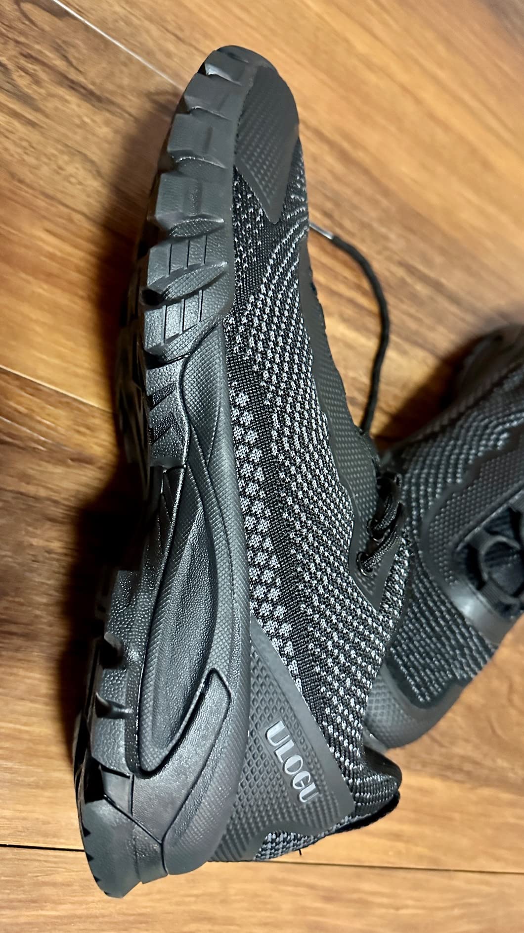 ULOGU shoes after water testing showing wet conditions performance