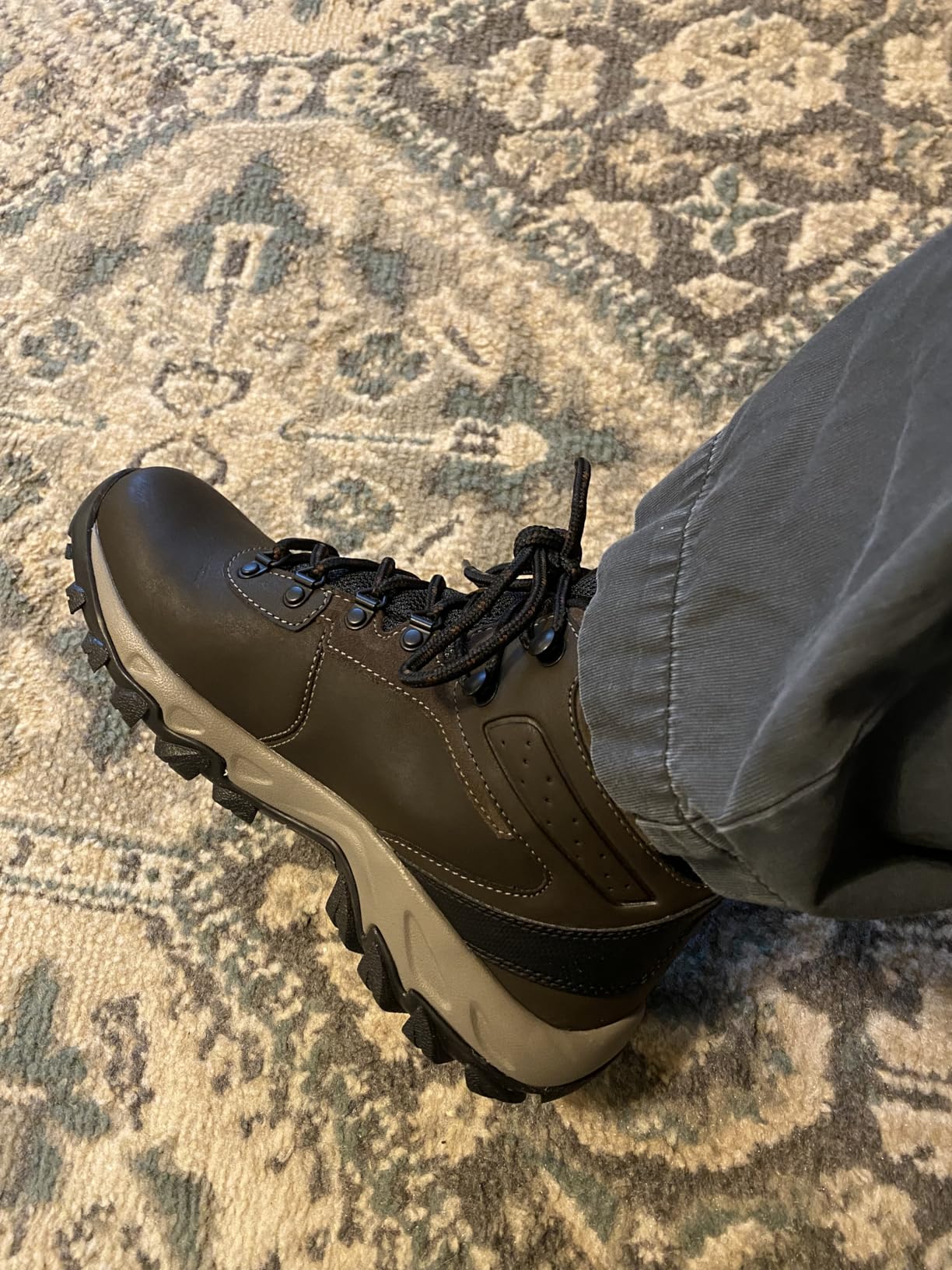 Columbia Newton Ridge boots on rocky trail showing real-world hiking use