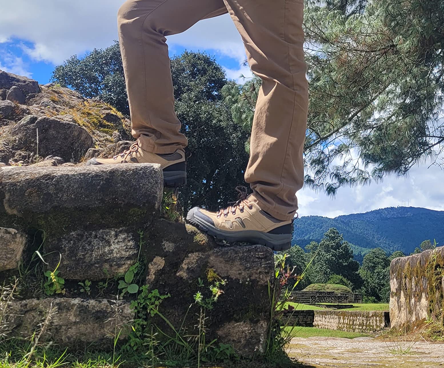 CC-Los hiking shoes being tested on various terrain types showing versatility