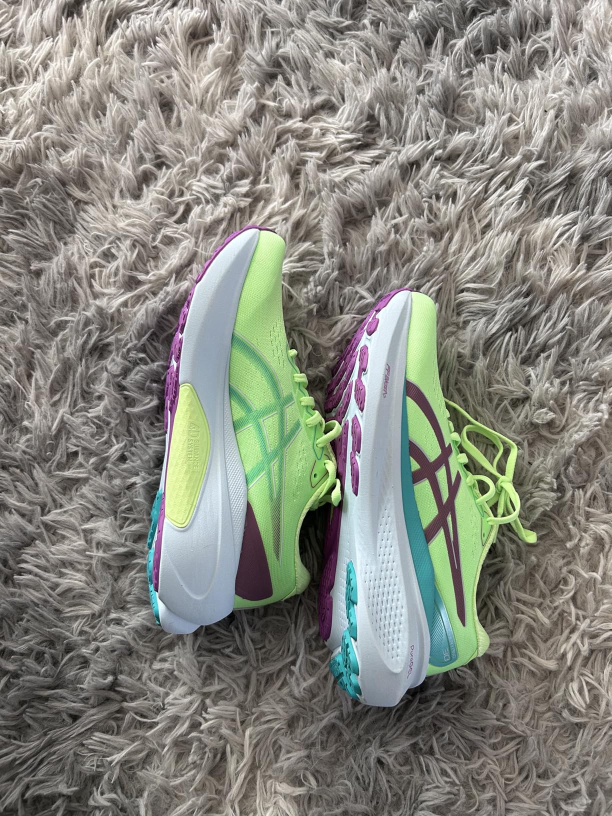 Bottom sole view showing PureGEL technology and FF BLAST PLUS ECO midsole construction