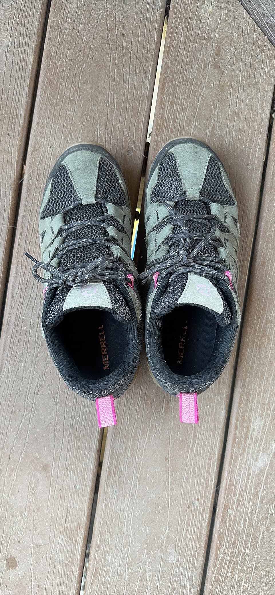 Merrell Alverstone hiking shoes after muddy trail use showing excellent dirt resistance