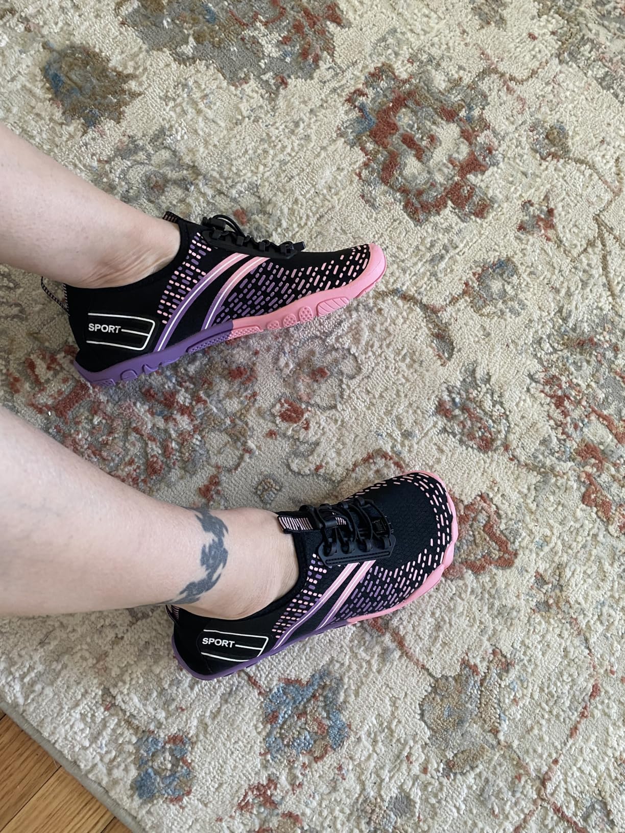 ATHMILE water shoes demonstrating quick-dry technology and breathable mesh design