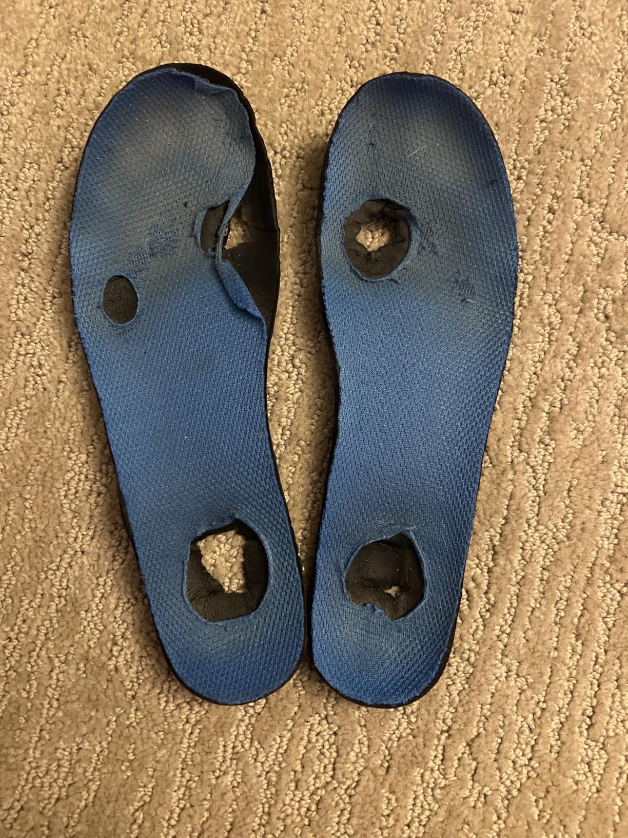 Merrell Trail Chaser insole showing holes after 1.5 months of mostly school wear