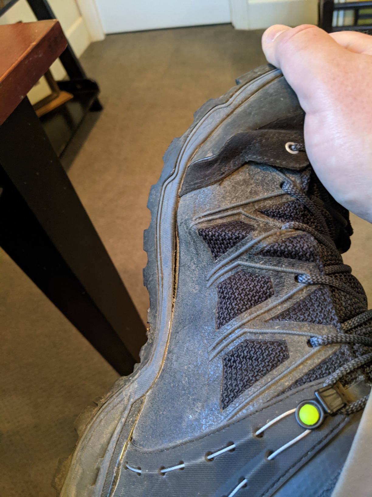 Salewa hiking boot showing sole separation issue after extended use
