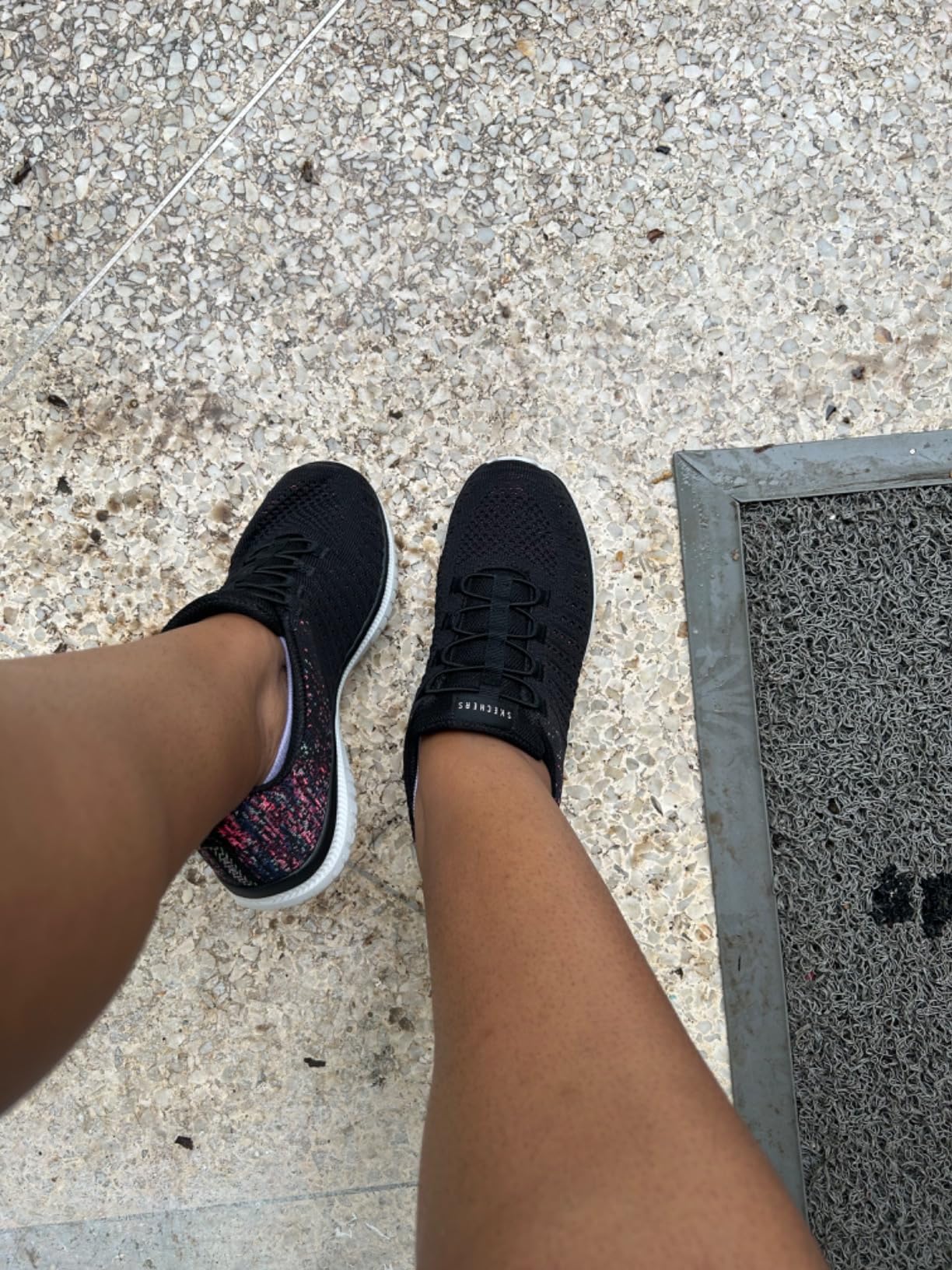 Action shot of Skechers Virtue sneakers during walking exercise and daily activities
