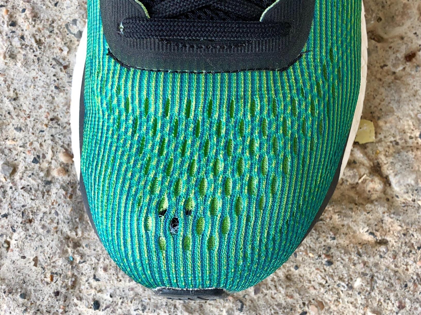 Close-up of Adidas Supernova midsole showing Boost heel section and Bounce forefoot construction