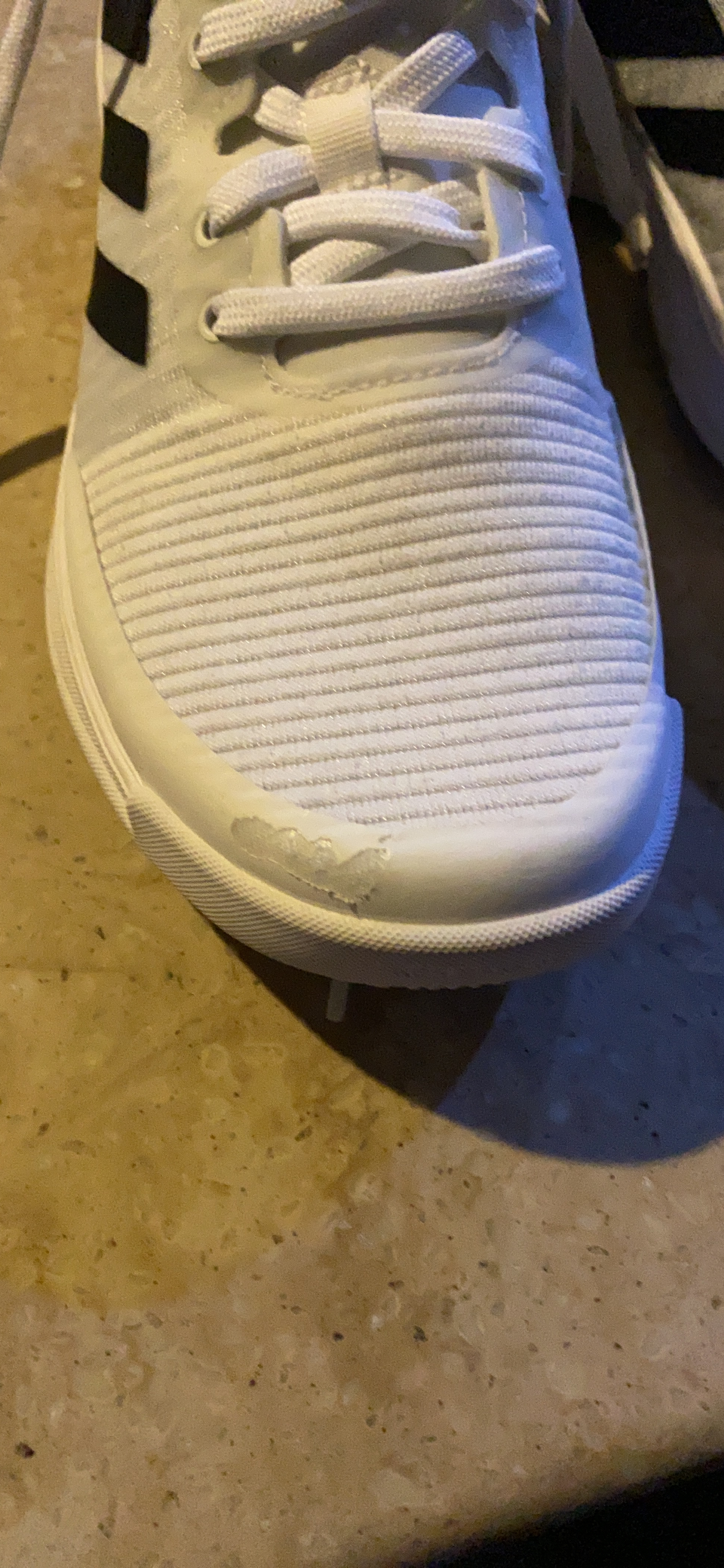 Adidas Crazyflight showing early durability concerns with toe area wear after limited court use
