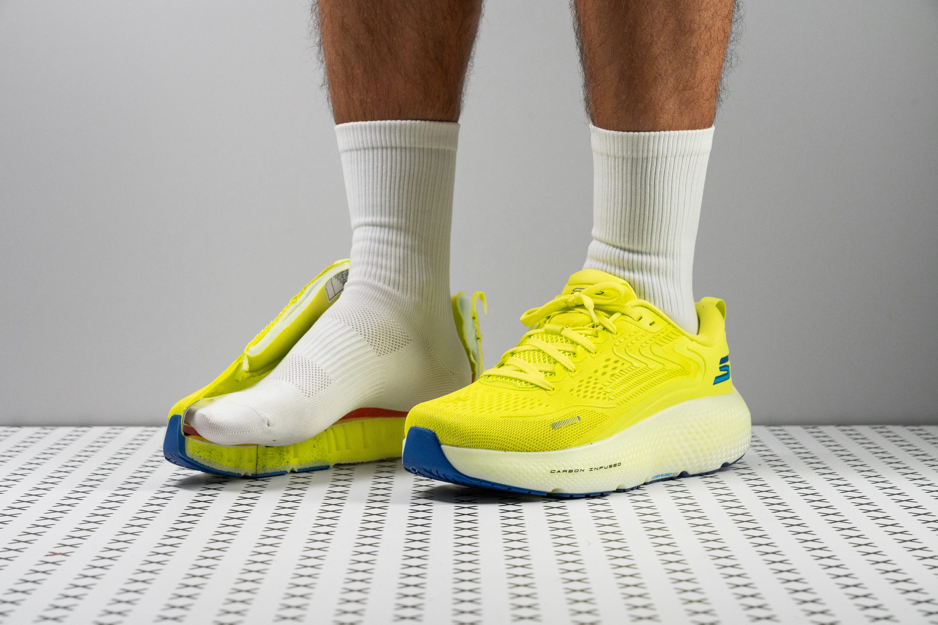 Close-up of Skechers memory foam insole showing cushioning technology and comfort features