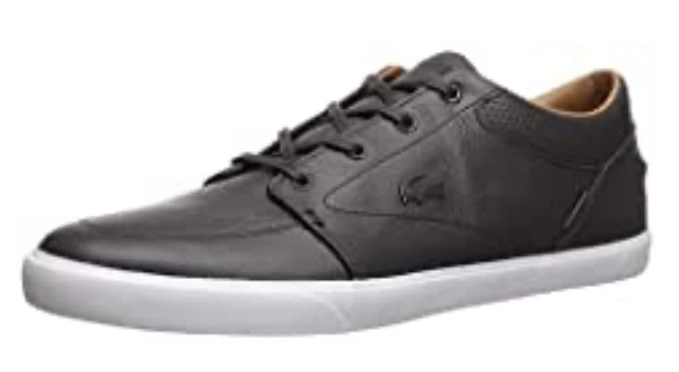 Lacoste Bayliss sneaker heel collar and lacing system showing premium materials and construction detail