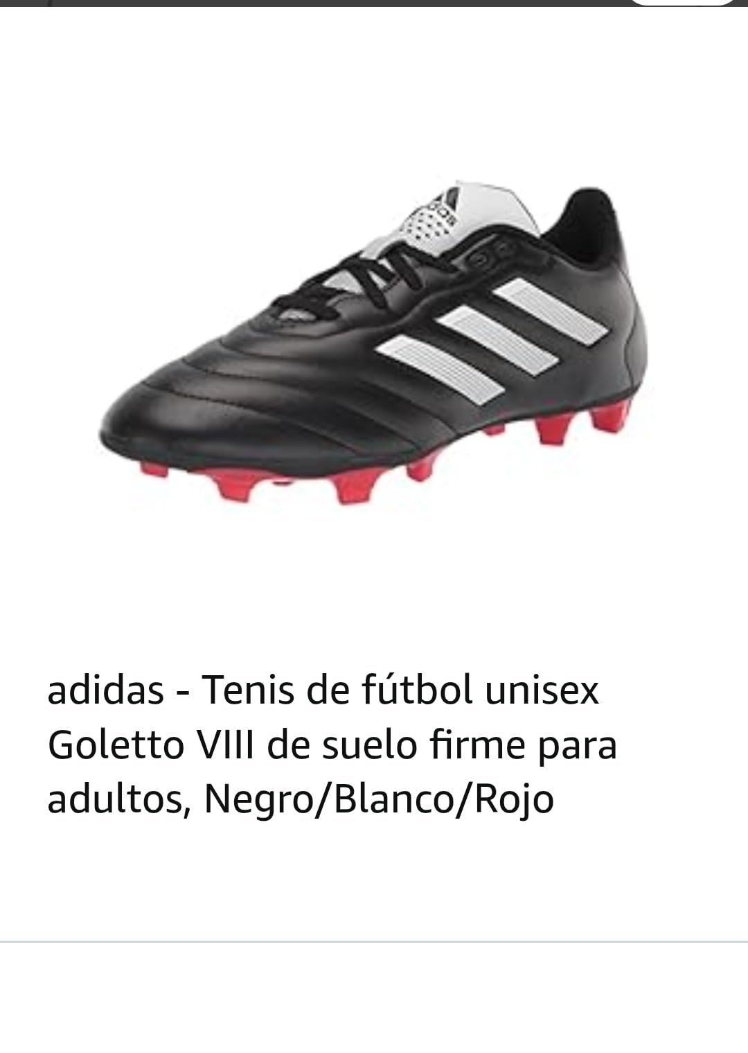 Final product shot of Adidas Goletto VII cleats showing overall design and quality
