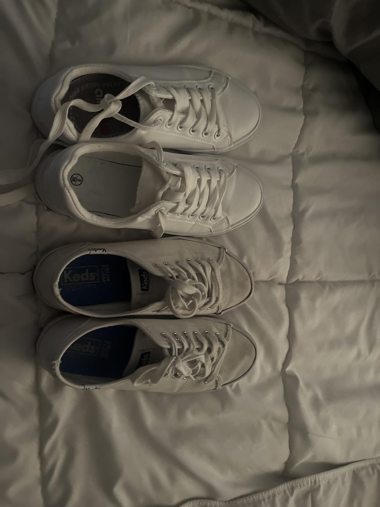 Size comparison showing SERNIAL shoes demonstrating the sizing differences mentioned in reviews