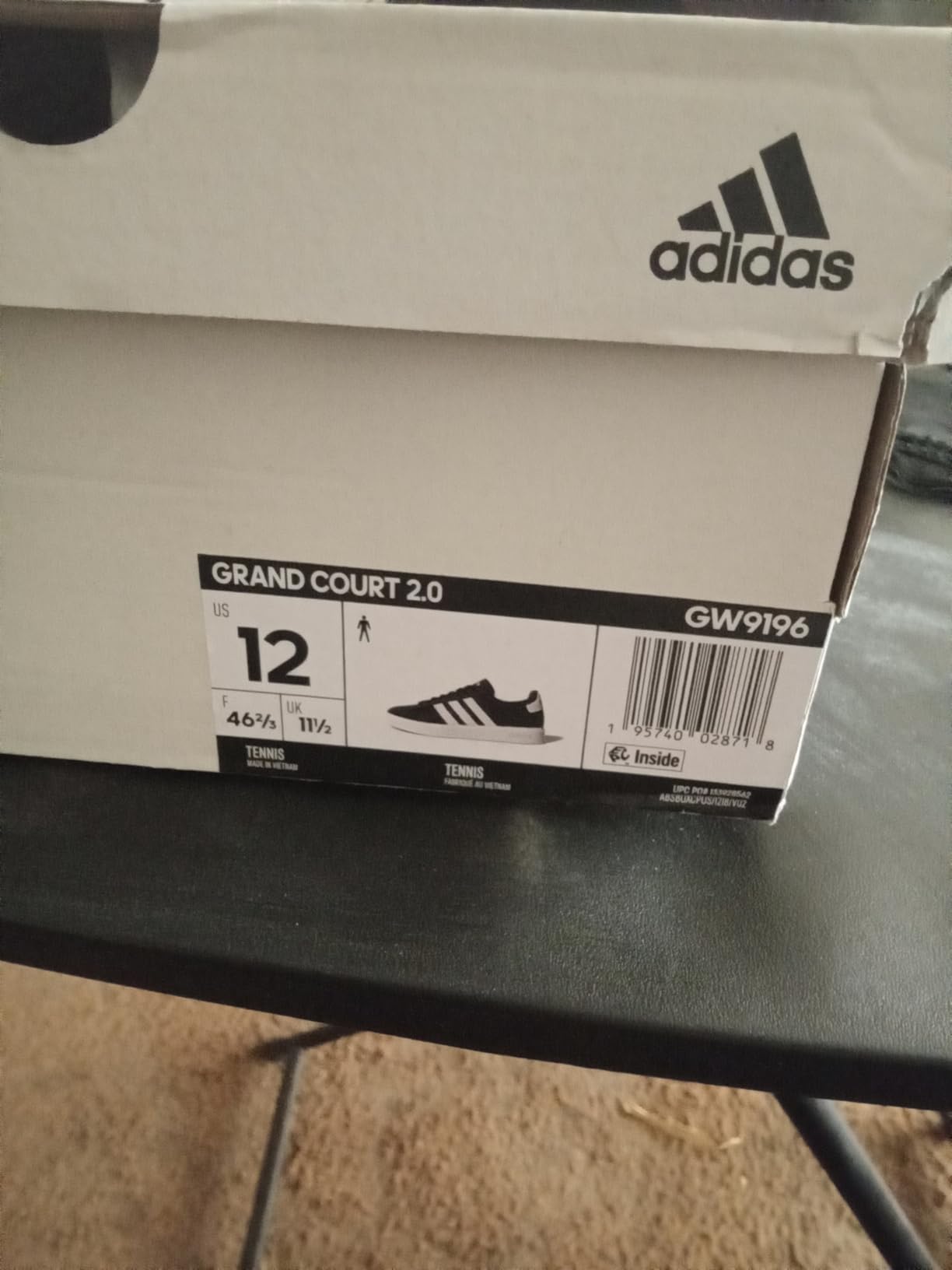 Adidas Grand Court 2.0 outsole showing rubber tread pattern for grip on multiple surfaces
