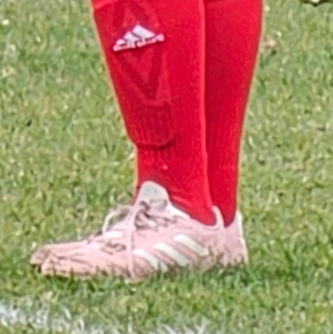 Adidas Goletto VII soccer cleats core black white red colorway showing synthetic upper design